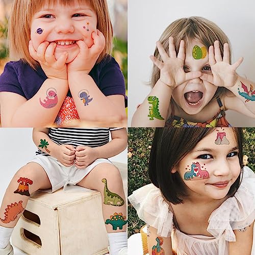 Glitter Dinosaur Temporary Tattoos for Kids 14 Sheets Party Favors