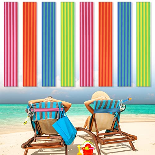 Boao 8 Pack Beach Towel Bands for Chairs - Colorful Elastic Straps