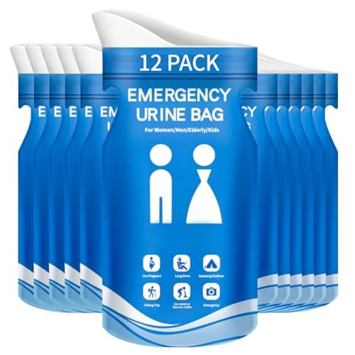 900CC Disposable Urine Bag, 12 PCS Emergency Portable Urinal Bags for Men/Women, Unisex Pee and Vomit Bags for Travel, Camping, Long Trips, Pregnant Women, Kids