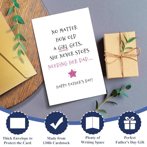 Fathers Day Card from Daughter - Sweet Greeting Card for Dad