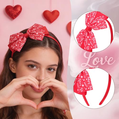 Valentine's Day Bow Headband and Hair Clips Set Red Heart Hair Accessories