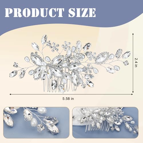 Silver Wedding Hair Comb with Rhinestones and Crystals – Bridal Accessory