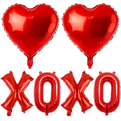 Lxzyu XOXO Red Heart Balloon Set - Valentine's Day Foil Balloons