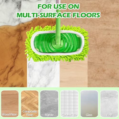 SureOBliss 2PCS Chenille Mop Pads for Swiffer Sweeper - Reusable Dry & Wet Cloths, Compatible with 10x12in Flat Mops, Multi-Surface Cleaning (Variation 2)
