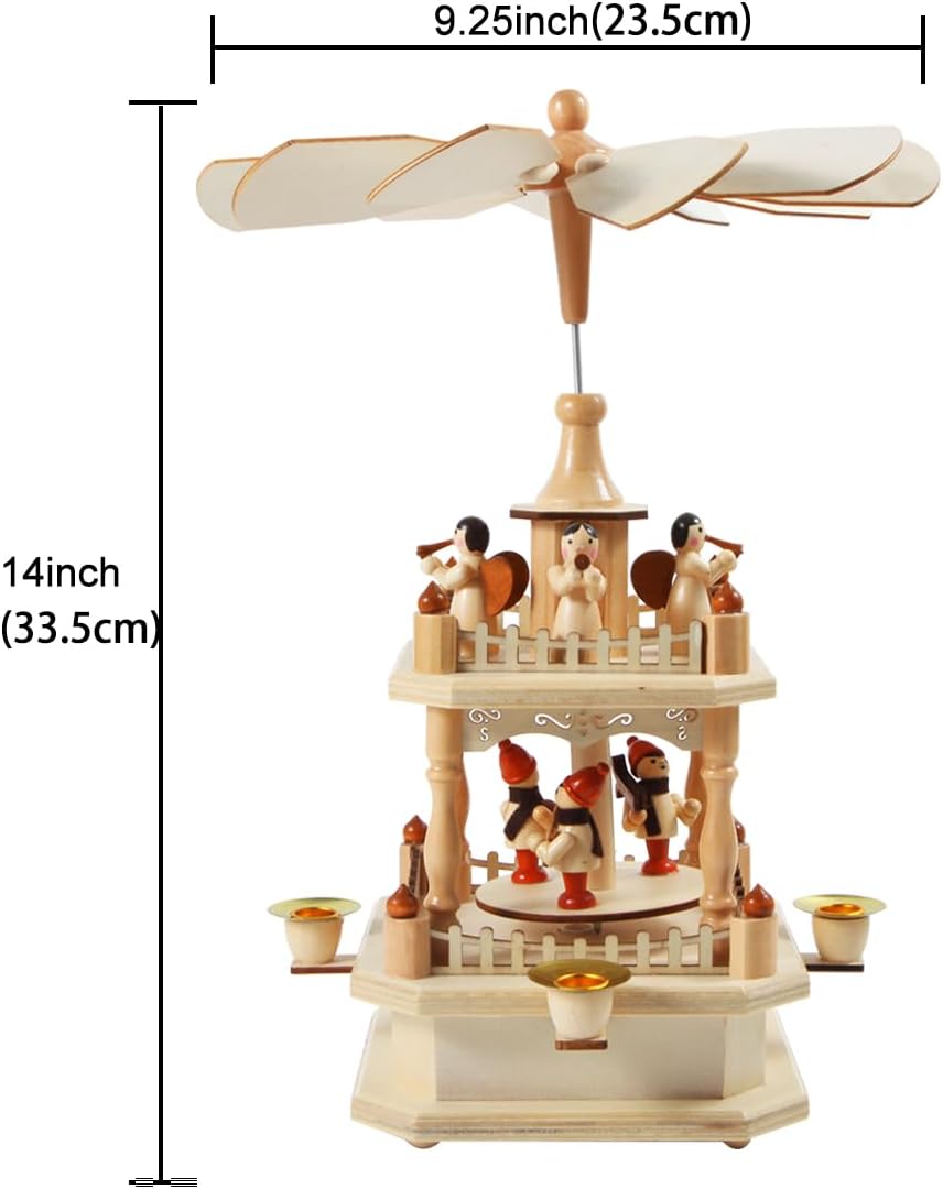 Regine Switzerland 14-Inch Wooden Christmas Pyramid - Nativity Scene with 4 Candle Holders