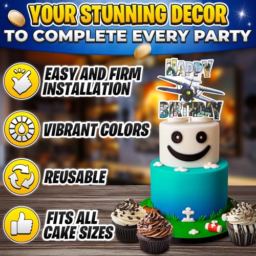 Gaming Cake Topper Set - 1 Large & 7 Small Cardboard Toppers
