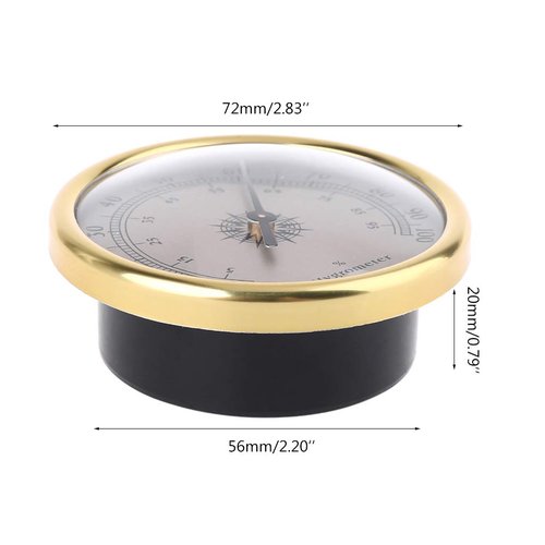HELYZQ 72mm Round Gold Hygrometer Humidity Meter Gauge Ring Surface - No Battery Needed