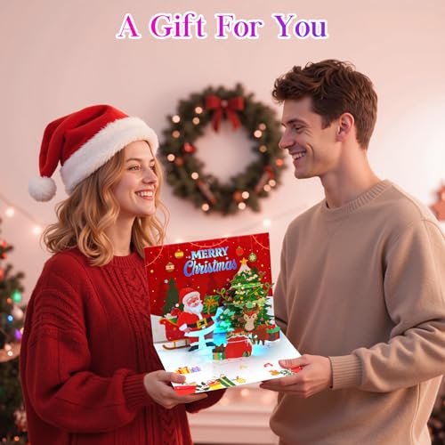 Lighted Music Christmas Card with Santa - Merry Christmas Greeting Card