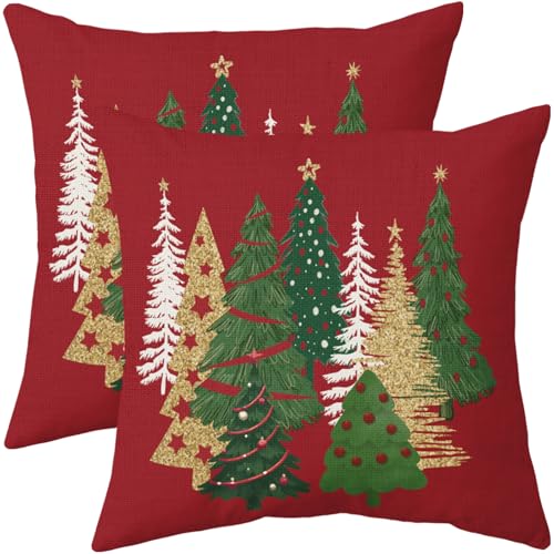 Robvobe Christmas Pillow Covers 18x18 Set of 2 - Tree Print Decor