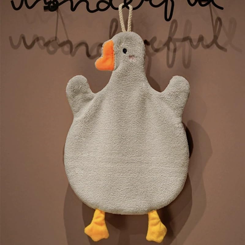 Cute Goose Hand Towels Set of 2 - Ultra-Soft Microfiber Coral Fleece