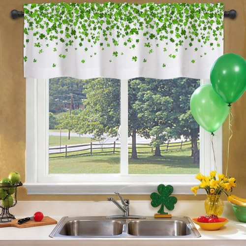 St. Patrick's Day Shamrock Window Valance, 54x18 Inch Polyester Curtain