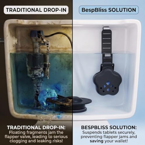 BespBliss Adjustable Silicone Toilet Tank Tablet Holder - Black, 1 Pack