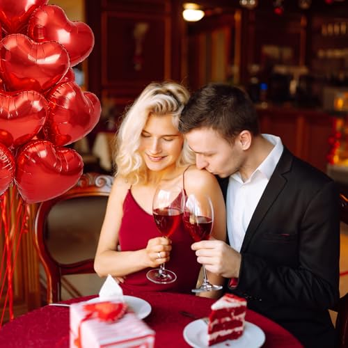 18-Inch Red Heart Balloons - 12 Premium Foil Mylar Decorations