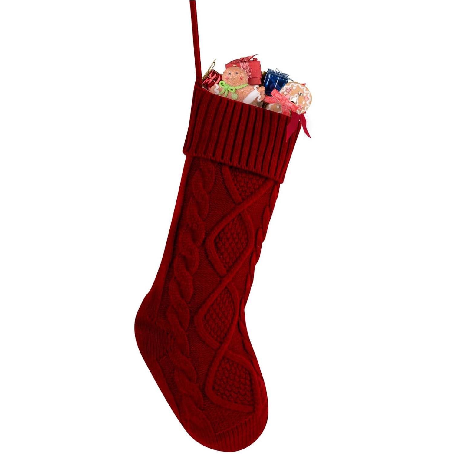 Personalized Christmas Stocking,18 Inches Knit Christmas Stockings,Knit Stockings Christmas,Large Size Cable Knitted Stocking for Gifts and Fireplace Christmas Holiday Party Decoration (Red)