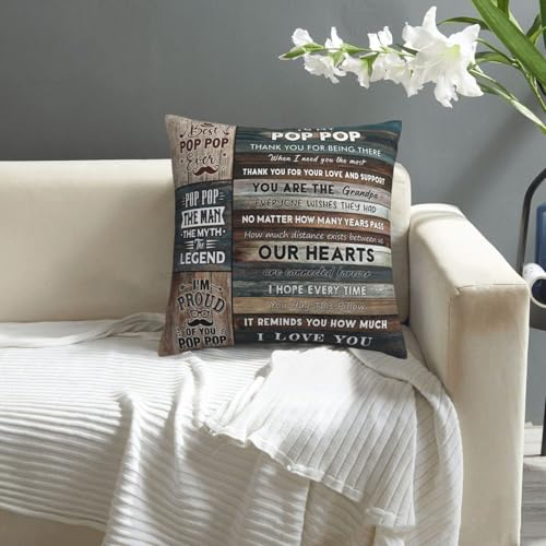 Pop Pop Throw Pillow Cover 18x18 Inches - Meaningful Grandpa Gift