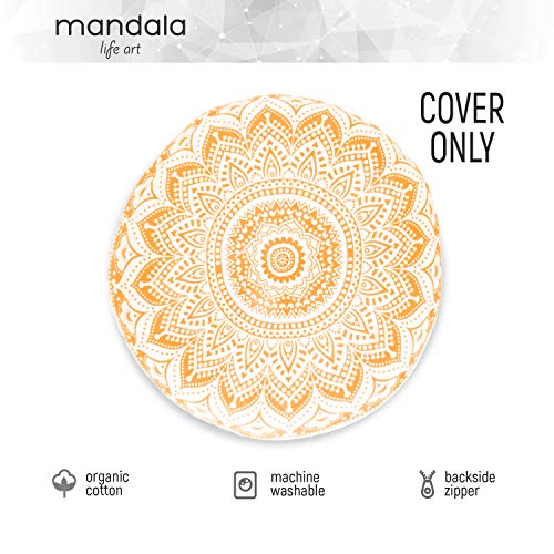 Mandala Life ART Bohemian Floor Cushion Cover - 32" Round Golden Lotus