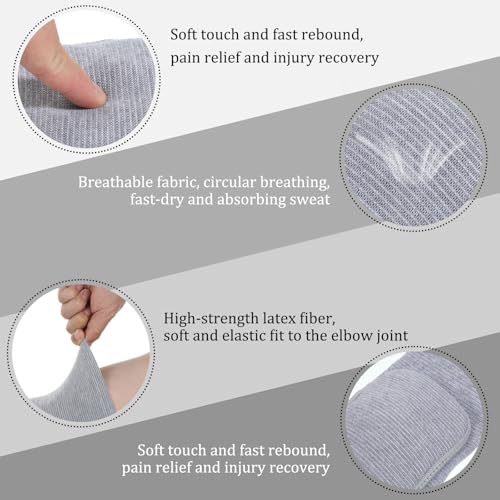 1 Pair Elbow Pads with Thicken Sponge Pad, Grey Breathable Protective Volleyball Elbow Pads Fitness Arm Knee Protector Volleyball Sponge Support for Kids Men Women Elderly