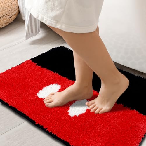 Mouse Eyes Non Slip Bath Mat 16x24 Inches - Plush Microfiber, Safety Rug
