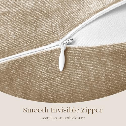 KKJIAF Taupe Velvet Throw Pillow Covers Set of 2 - 18x18 Inch Ruffle Edge Shams