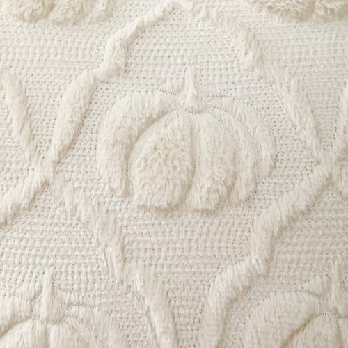VAKADO Halloween Pumpkin Pillow Covers, 18x18 Cream Velvet Set of 2