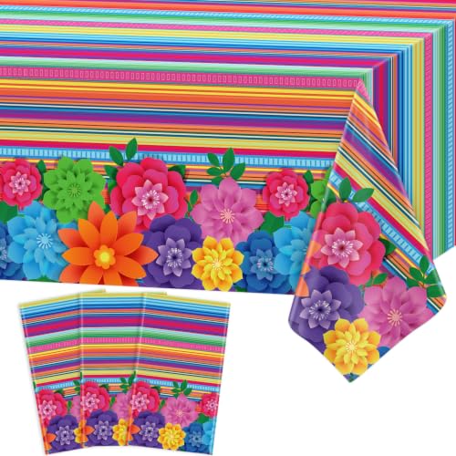 Mexican Fiesta Tablecloths 3 Pack Waterproof Striped Table Cover 51x86