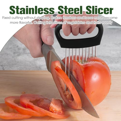 KAIOULU Stainless Steel Onion Holder & Vegetable Slicer Tool