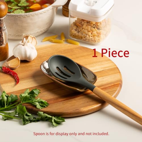 Brown Ceramic Spoon Rest for Kitchen Counter & Stove Top