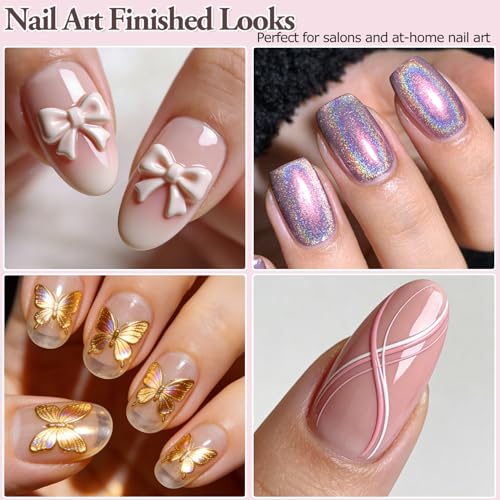 AIBEE 5Pcs Dual-Tipped Silicone Nail Sculpting Tool Set with Acrylic Rhinestone Handles for Nail Art Design
