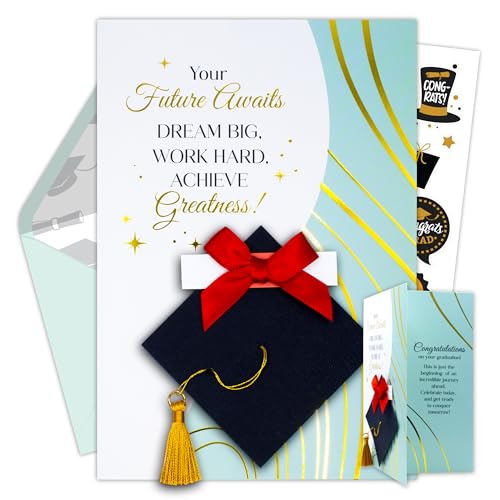 Gold Foil Graduation Money Holder Card with Tassel & Stickers