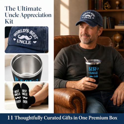 11-Piece Uncle Gift Set with Blanket Tumbler Hat and Accessories