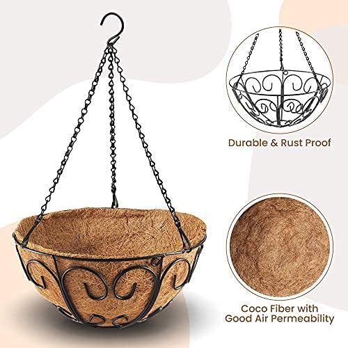 Butterfly Shape | 2 Pack Metal Hanging Planter Basket - Round Wire Holder with Coco Coir Liner for Indoor/Outdoor Garden Decor