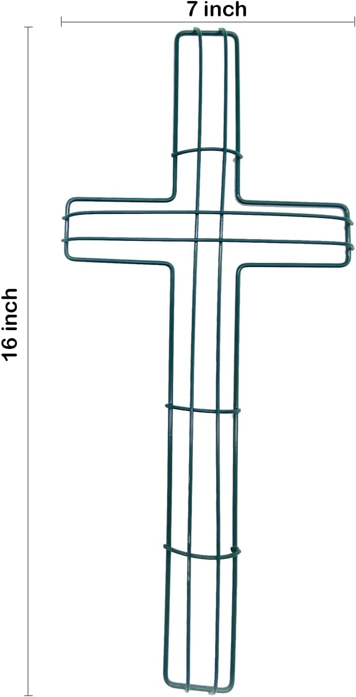 SOHAIL Cross Shaped Wreath Frame - Metal Wire Design for Easter & Christmas | 16-Inch Green (2PCS)