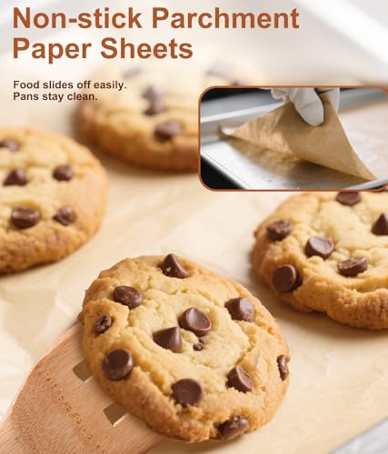 Non-Stick Unbleached Parchment Paper Sheets, 9x13in - 70 Heavy Duty Liners