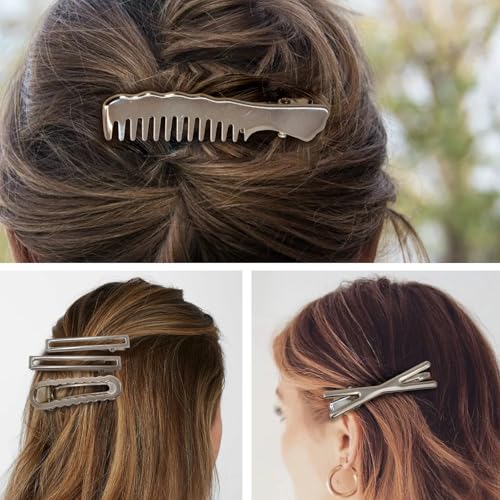 Y2K Silver Star Hair Clips Metal Barrettes Cute Aesthetic Hairpins