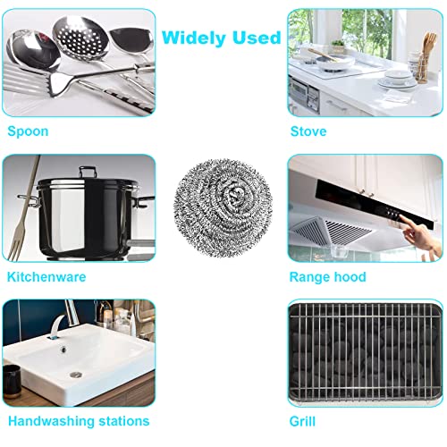 VOPTON 15-Pack Stainless Steel Wool Scrubbers - Heavy Duty Kitchen Scouring Pads