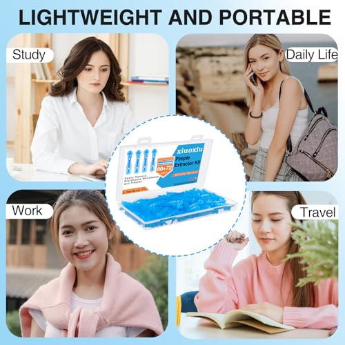 Xiuouix 60PCS Pimple Popper Kit with 72 Acne Patches, Blue