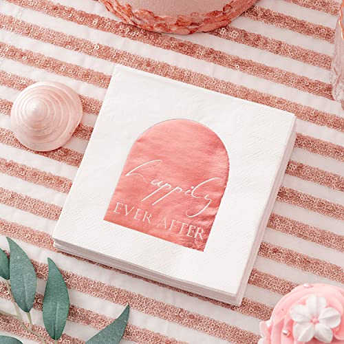 Happily Ever After Rose Gold Foil Cocktail Napkins - 50 Count