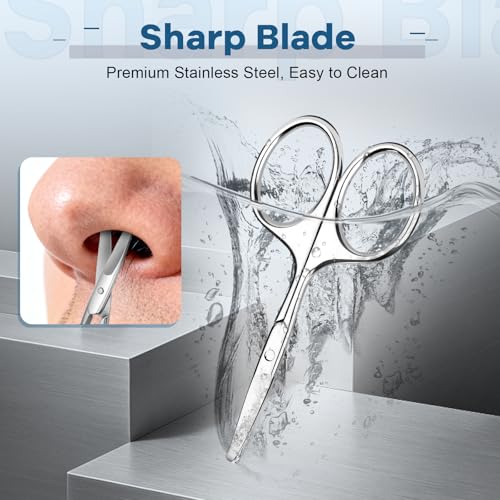 Hdama Safety Nose Hair Scissors with Blunt Tip for Facial Grooming