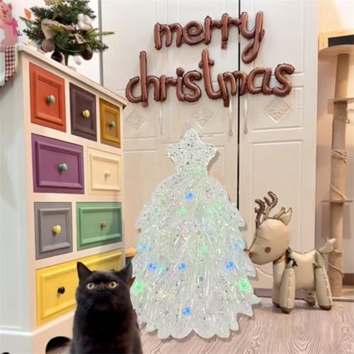 Uosrua 4D Iridescent Christmas Tree Foil Balloon, Self-Standing Xmas Decor