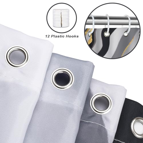 Luxury Black and Gold Marble Shower Curtain, 72x72, Waterproof