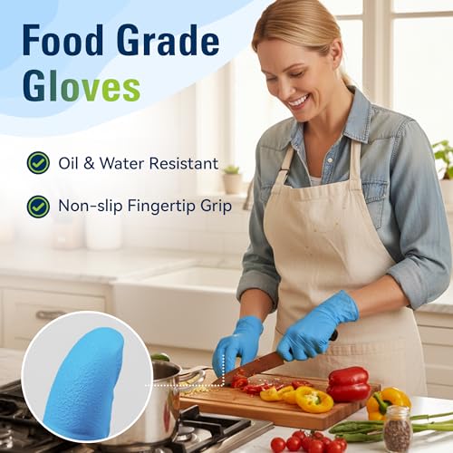 SWIFTLITE Blue Nitrile Disposable Gloves - Latex Free, Food Safe - Large, 100pk