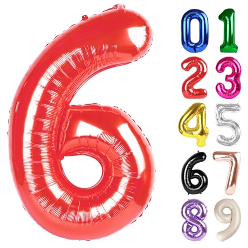 Red 6 Number Balloon 40 Inch Birthday Party Decoration