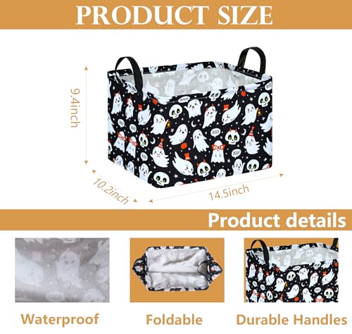 Black Ghost Collapsible Storage Basket - Versatile Laundry Hamper