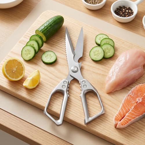 AskBed Heavy Duty Kitchen Scissors - Stainless Steel, Sharp & Ergonomic