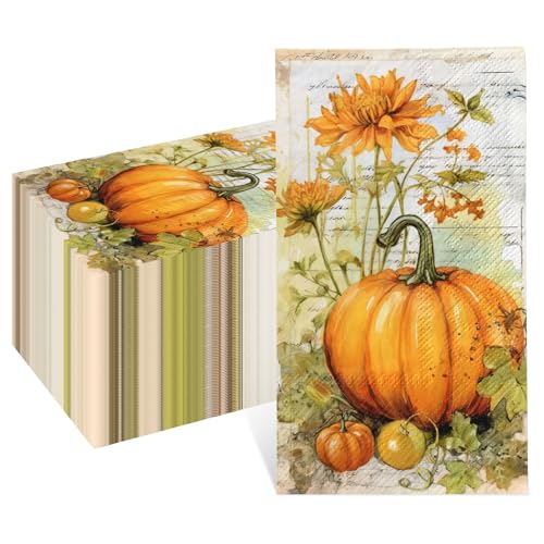 100-Pack Thanksgiving Paper Napkins - Pumpkin Design for Fall Decor