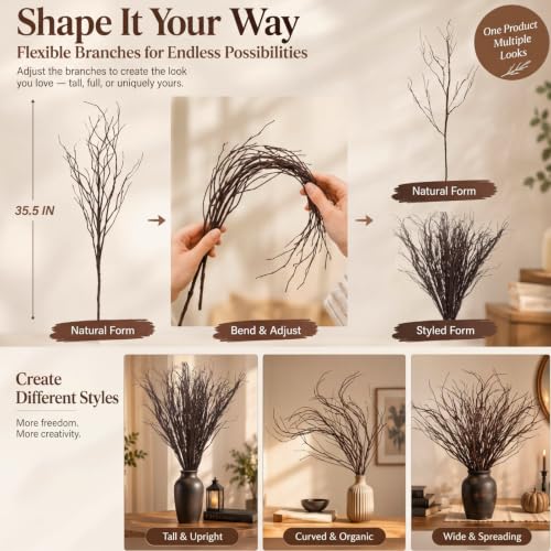 20 Pieces Fall Curly Willow Branches for Vases Halloween Decor - 35.4"