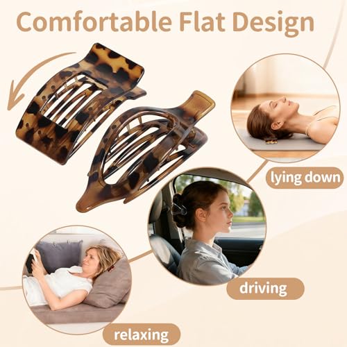 Artchita 8Pcs Flat Hair Claw Clips Set French Non-Slip Hair Accessories