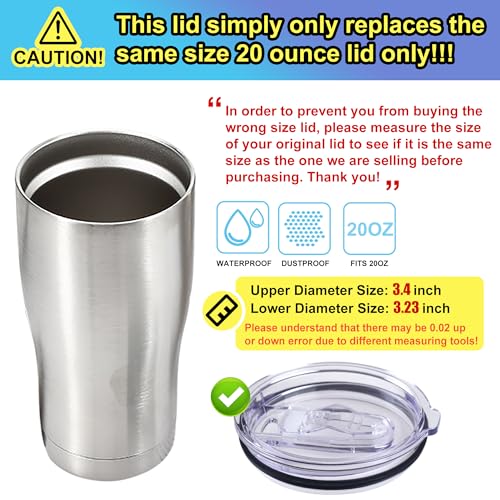 2 Replacement Lids for 20oz Stainless Steel Tumbler Lids-Replaces Only Covers With a Top Diameter of 3.4 inches£¨Bottom Diameter of 3.23 inches£©