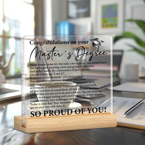 Graduation Gift Acrylic Desk Sign for Masters Degree