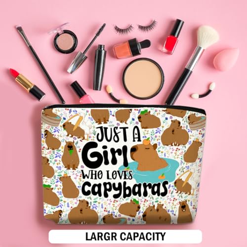 Funny Capybara Makeup Bag - Waterproof Linen Cosmetic Pouch & Travel Organizer